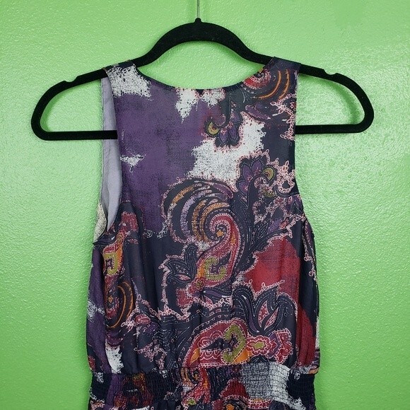 Free People Boho Purple Paisley Mini Dress Size XS - Picture 7 of 12